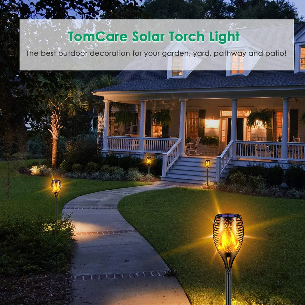

96LED Solar Flame Light Flickering Torch Outdoor Waterproof Garden Decor Landscape Lawn Lamp Path Lighting Automatic light