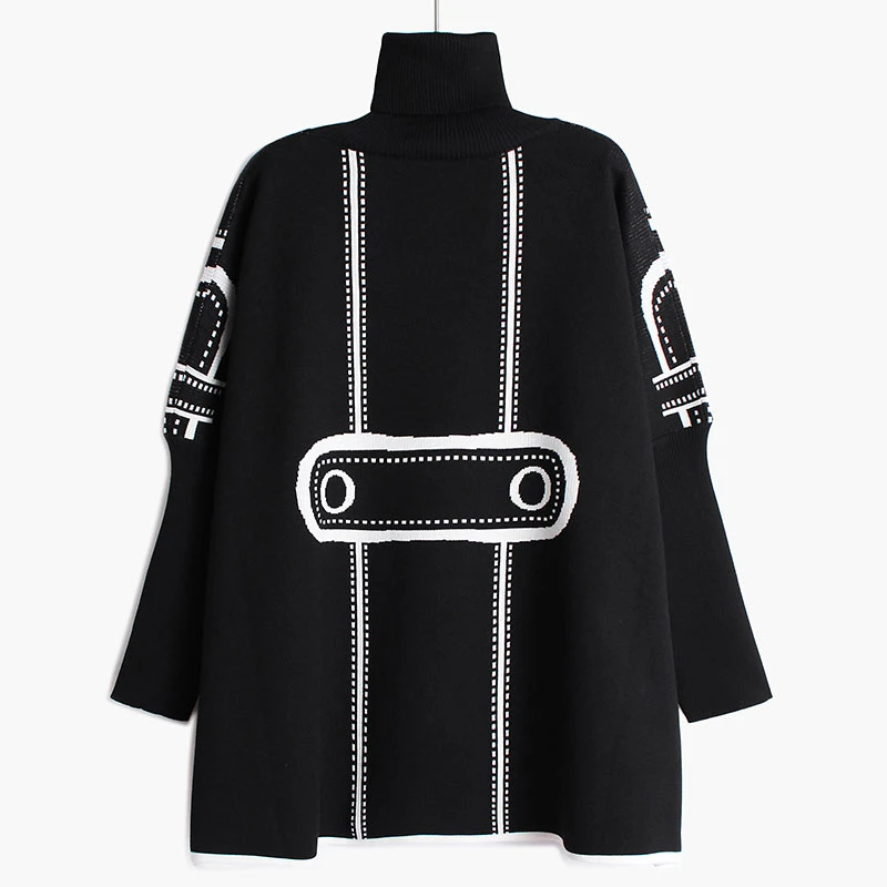 CHICEVER Vintage Hit Color Knitted Women's Sweater Turtleneck Long Sleeve Oversize Loose Pullover Female 2020 Spring New Clothes | Женская