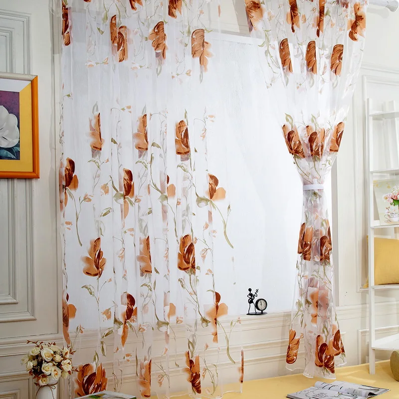 Новый Тюль отвесный занавес s цветочный узор печатный экран на окна оконная