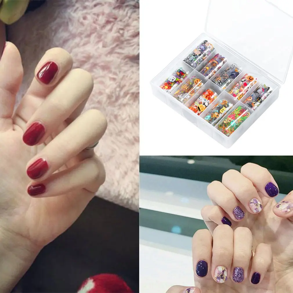 

10 Grids Nail Starry Paper Halloween Christmas Party Self-Adhesive Nail Art Star Sticker Set Diy Nail Art Decoration