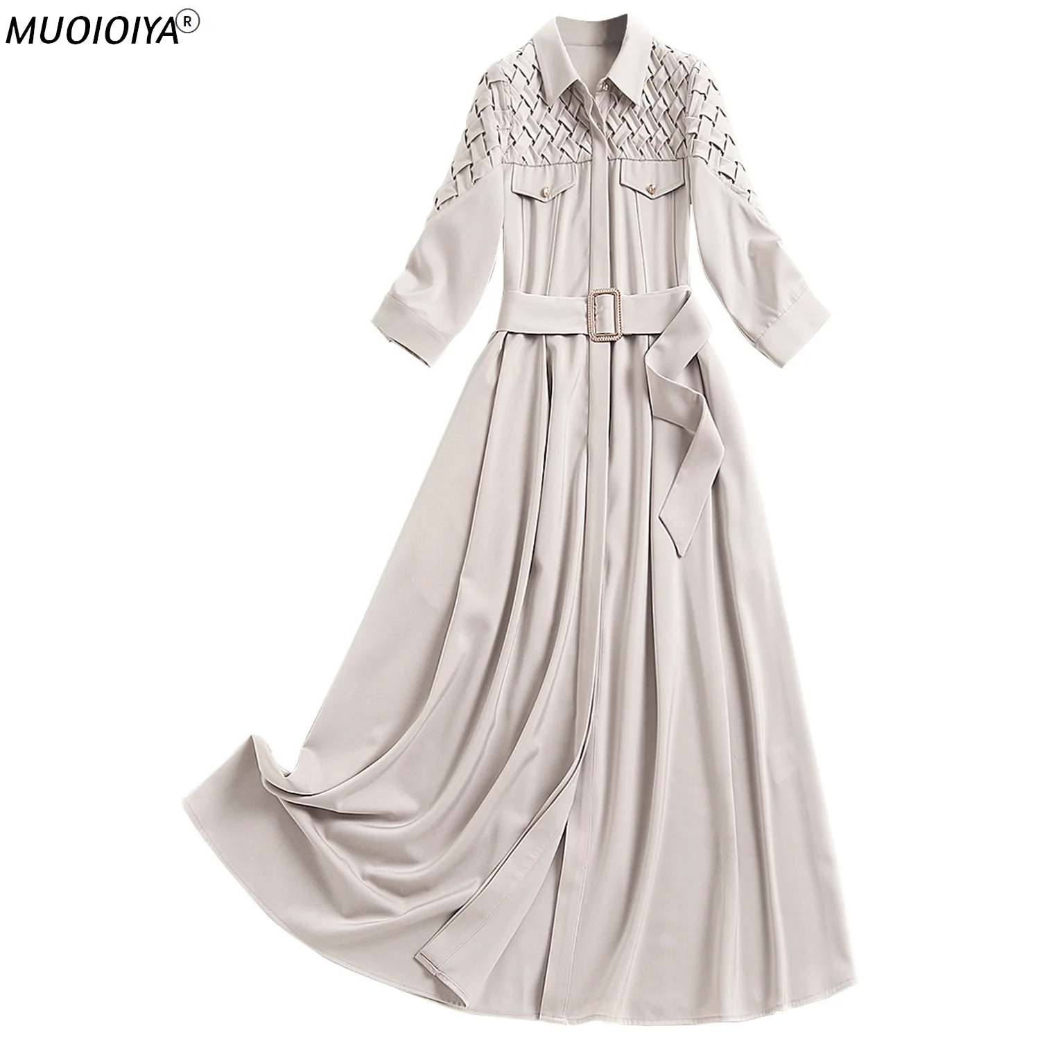 

Весна 2021, новый дизайн, Высококачественная Женская одежда, шифоновая ткань премиум-класса, вязаное крючком, элегантное женское платье-рубаш...