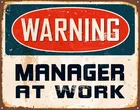 Предупредительный менеджер на работе, большой металлический жестяной плакат в стиле ретро, декоративная табличка