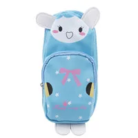 Новинка Kawaii Панда и кролик на молнии кисти для макияжа сумка Карандаш сумка PU водонепроницаемый чехол для карандашей косметичка подарок для детей, канцелярские принадлежности - Цвет: Blue