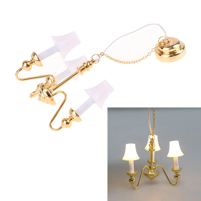 

1:12 Dollhouse Miniature LED Ceiling Light Chandelier LED Wall Lamp Model For Doll House Decor
