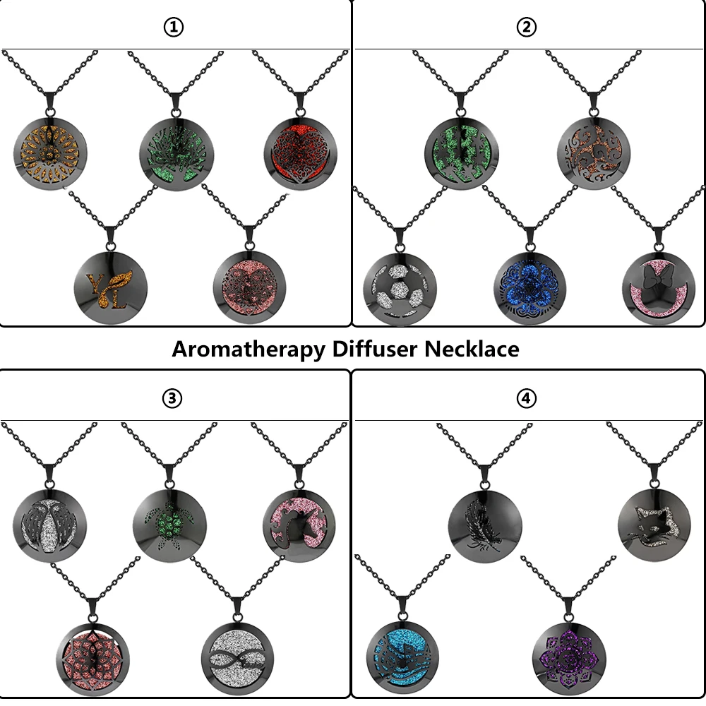 Популярный черный медальон со светорассеивателем из нержавеющей стали ожерелье