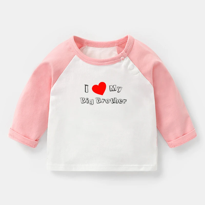 Футболка детская хлопковая с длинным рукавом и принтом I love my big brother sister | Детская