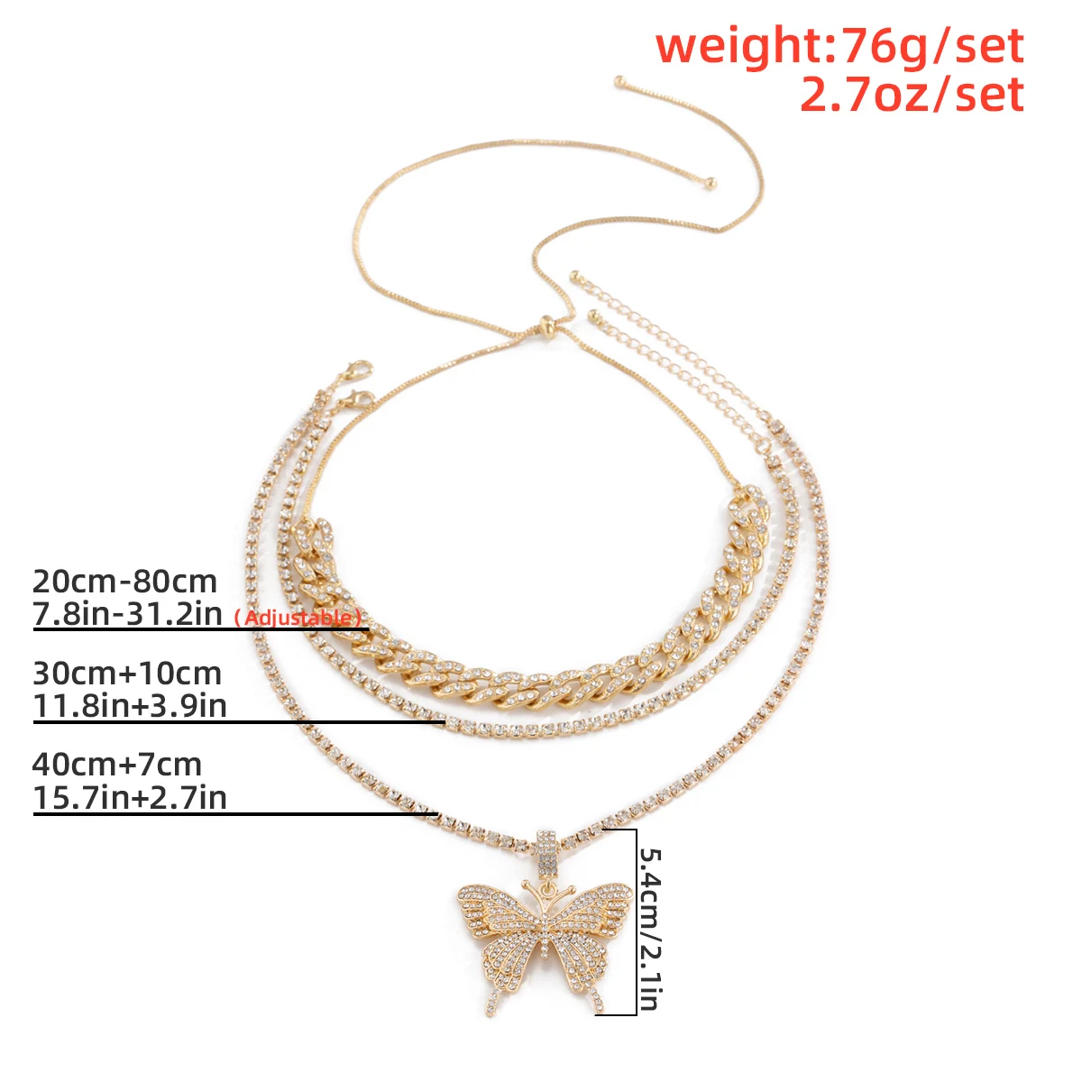 

KunJoe Vintage Butterfly Pendant Necklace Punk Cuban Chain Rhinestones Gold Color Choker Thick Necklace Women Fashion Jewellery
