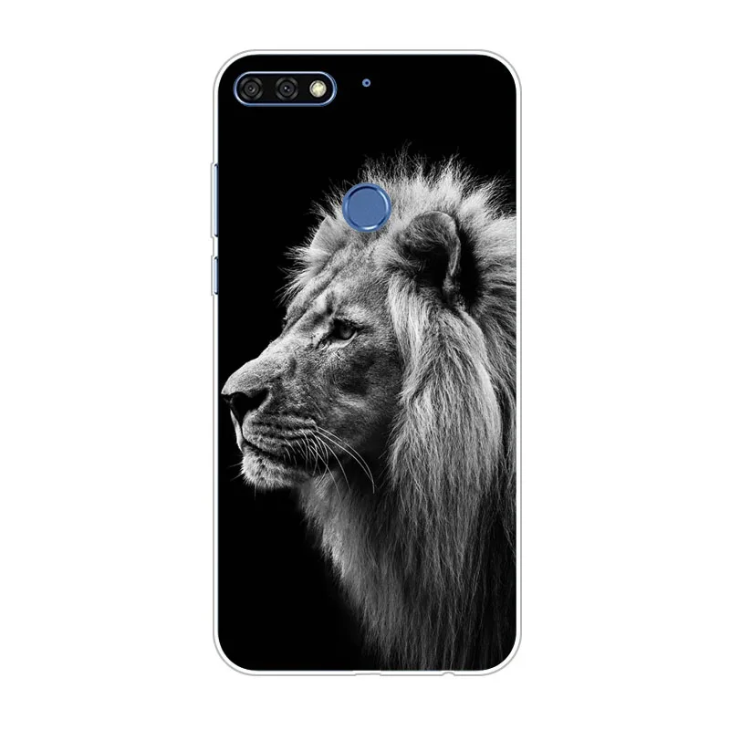 huawei honor 7C Case Silicon Fierce animals Painting Soft TPU Back Cover for pro protect Phone bags cases |