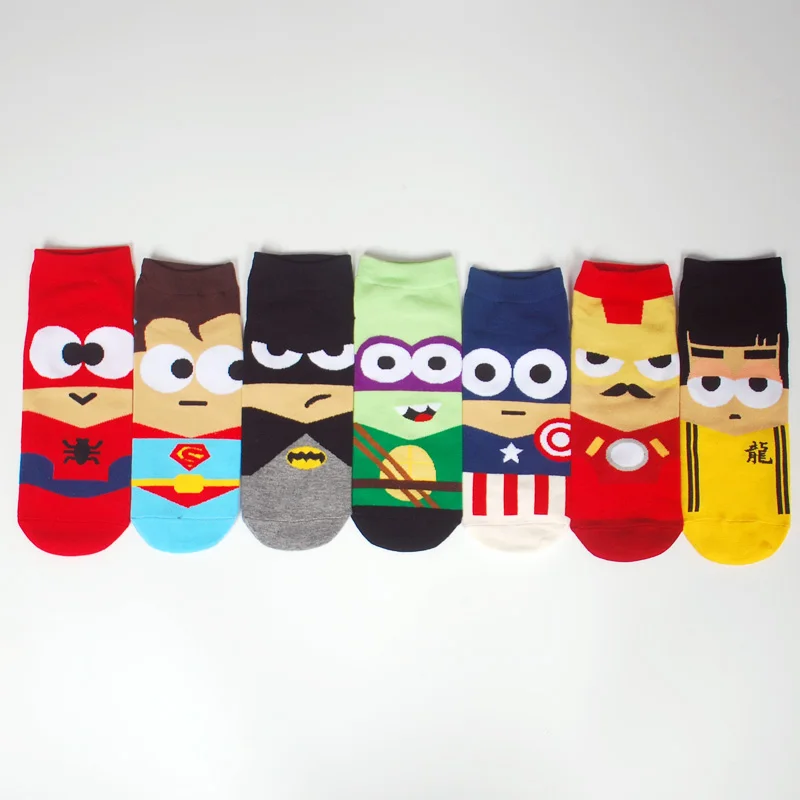 7 пар/лот в виде супергероев мультфильмов носки невидимки унисекс Для мужчин