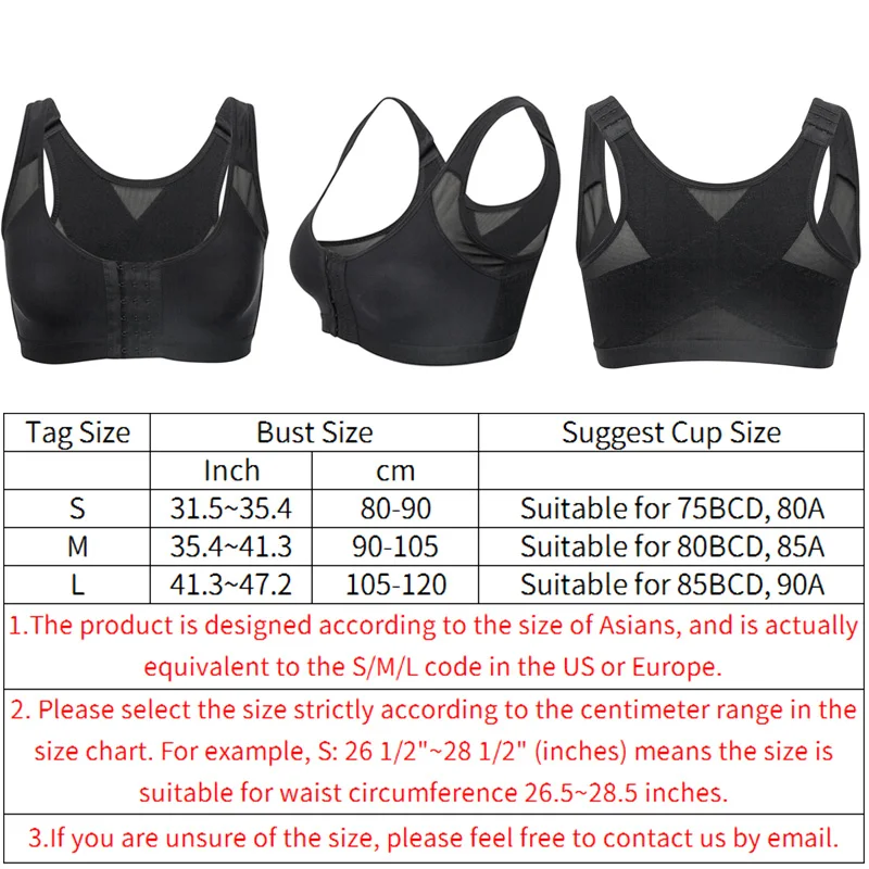 

Women's Back Support Posture Corrector No Padded Slim Wireless Tops Chest Lifter Breast Shapewear Full Coverage Front Closure