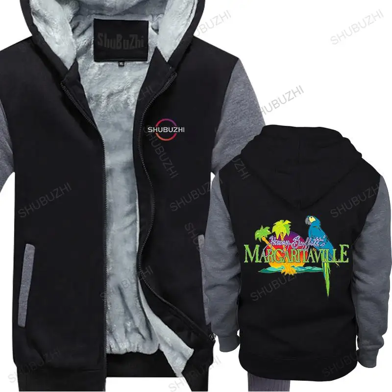 

Jimmy Buffett Margaritaville Men's fleece jacket hooded thick hoodie Black Top Quality warm hoody winter hooded sweatshirt
