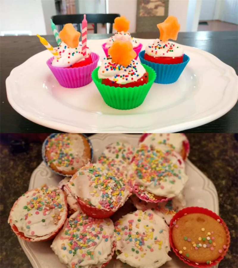 12 шт./лот форма для капкейков 7 см Кухонное ремесло цветные работы силиконовые