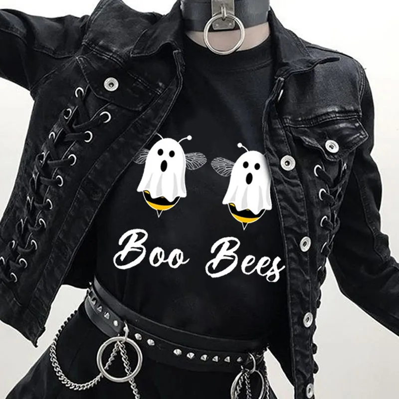 Boo Bees/парная футболка на Хэллоуин, забавная футболка с круглым вырезом, высокое качество, футболка с коротким рукавом, топы
