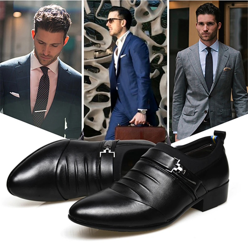

Mens Dress Shoes High Quality Shoes for Men Business Men Shoes Pointed Toe Slip-on Men Wedding Shoes Flat 38-45 Plus Size Rubber