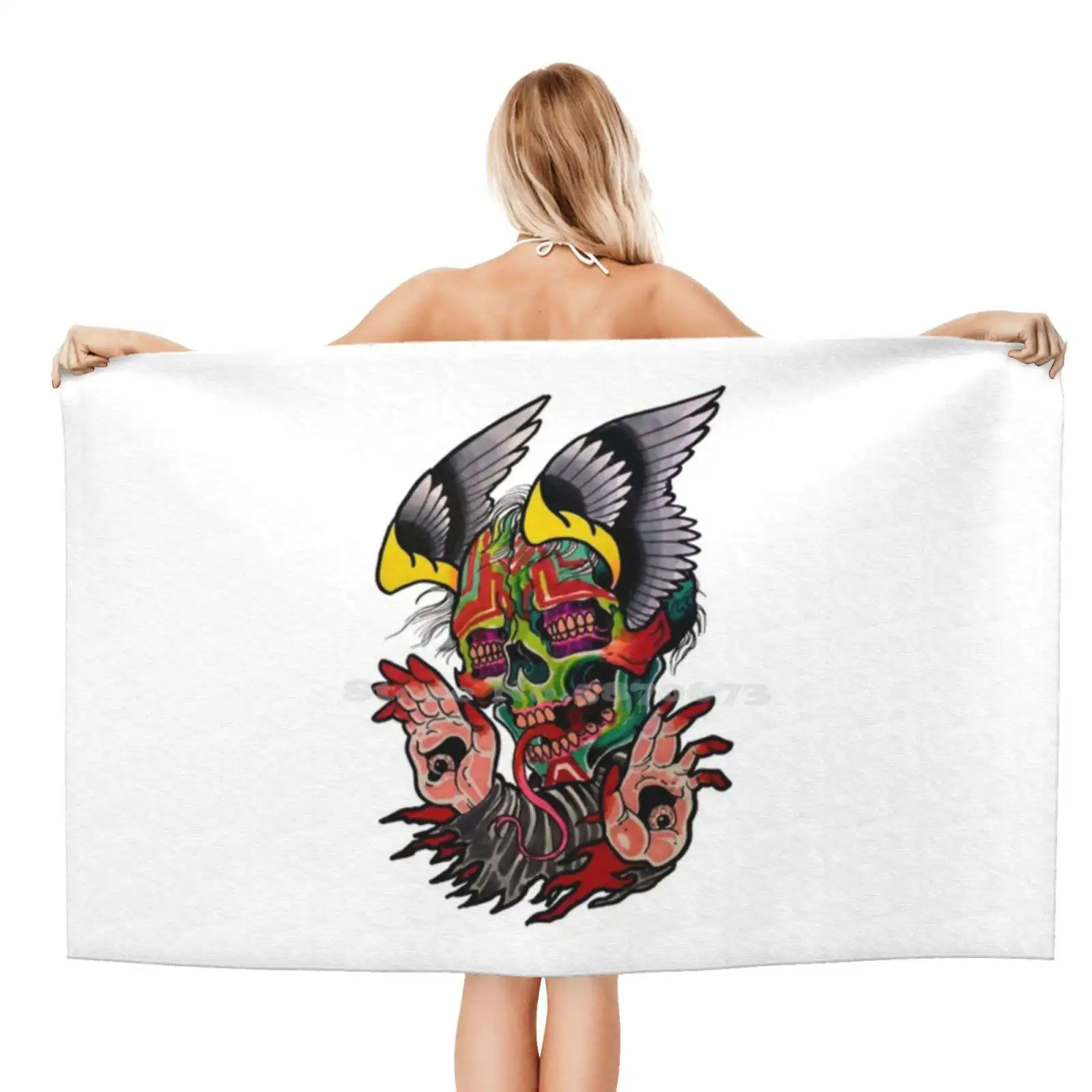 Мягкое полотенце для лица с рисунком в виде черепа монстра дома и улицы красивый