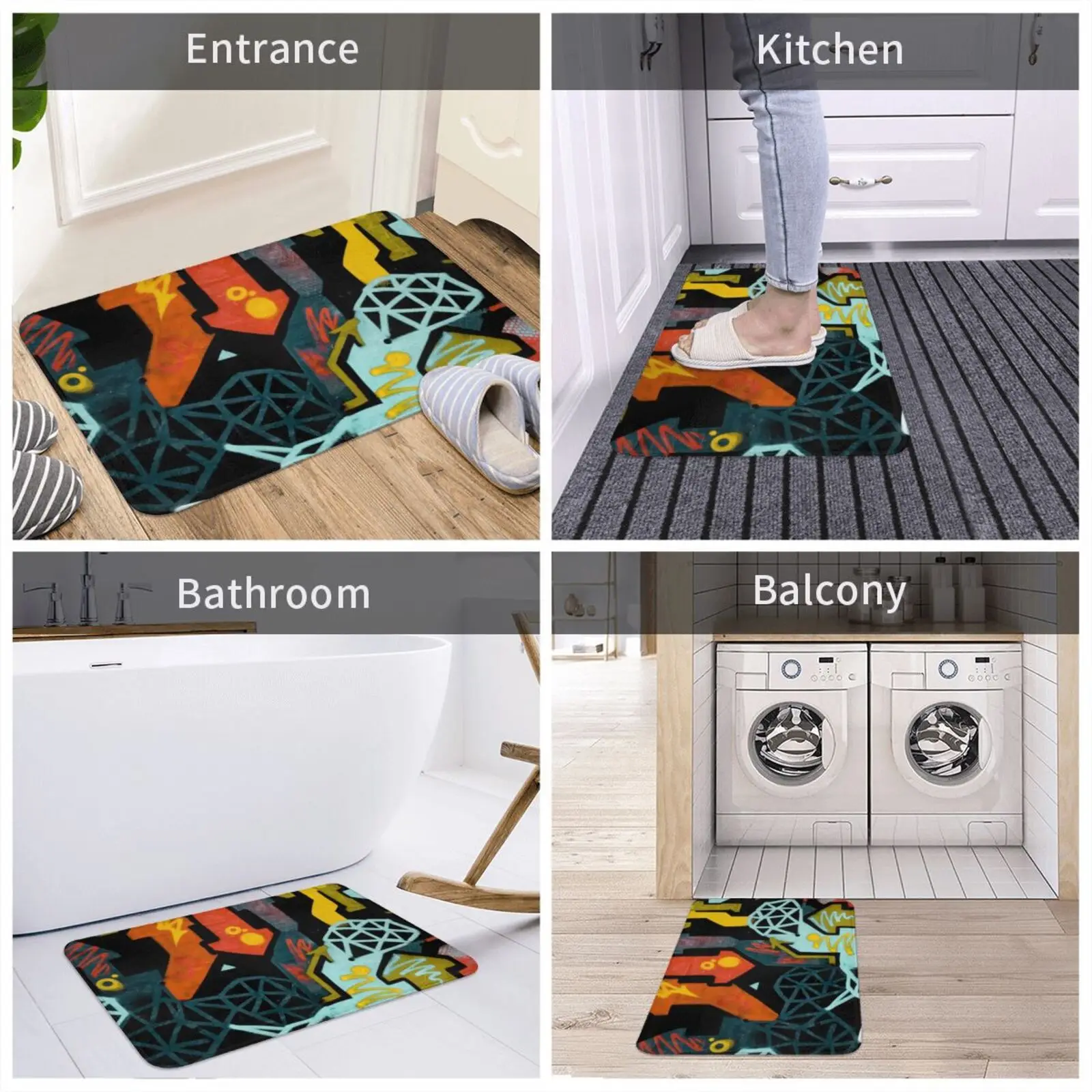 Коврик в стиле абстрактного минималистского дизайна Мягкий Нескользящий с