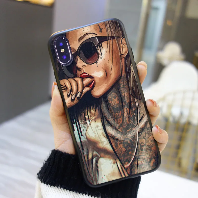 Чехол для iPhone X XR XS MAX 8 7 6 S черная девушка сексуальный крутой силиконовый мягкий