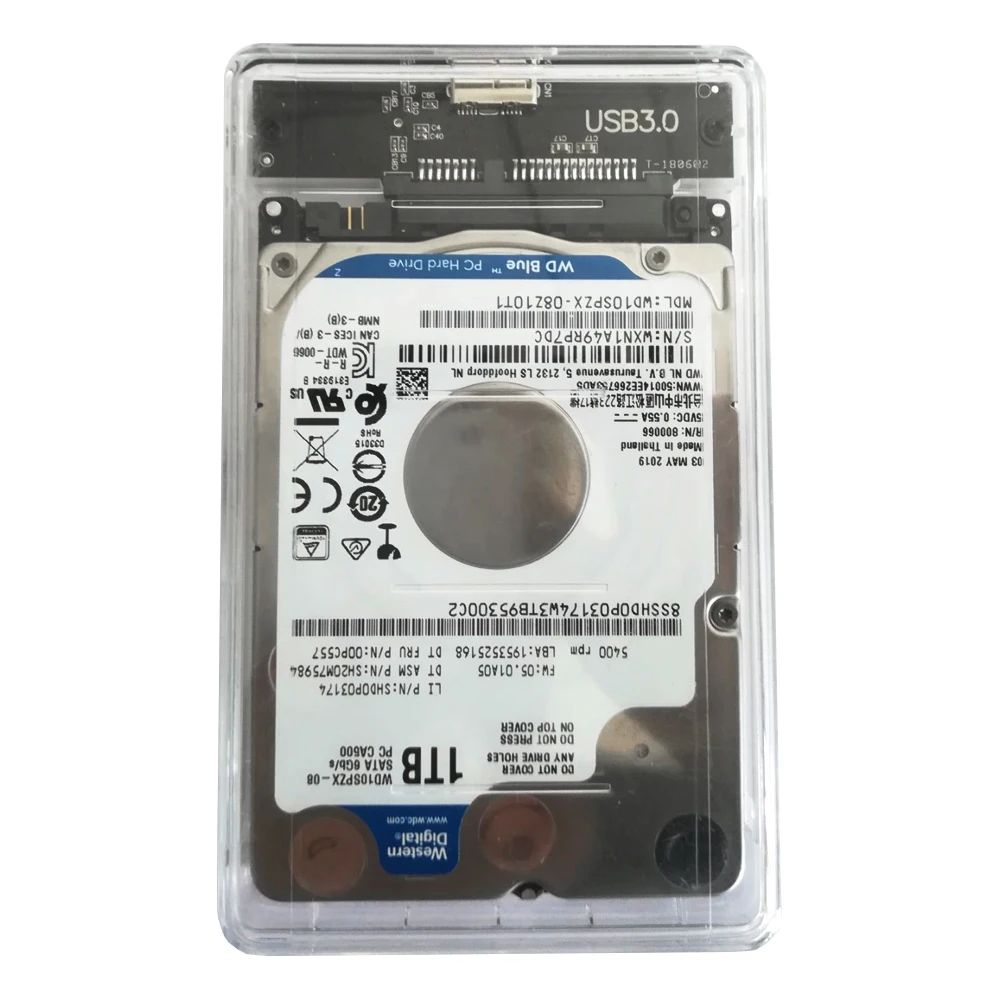 THU Тип C 2,5 ''Прозрачный жесткий чехол USB3.1 Gen2 10 Гбит/с жесткого диска Поддержка протокола UASP корпус для жесткого диска
