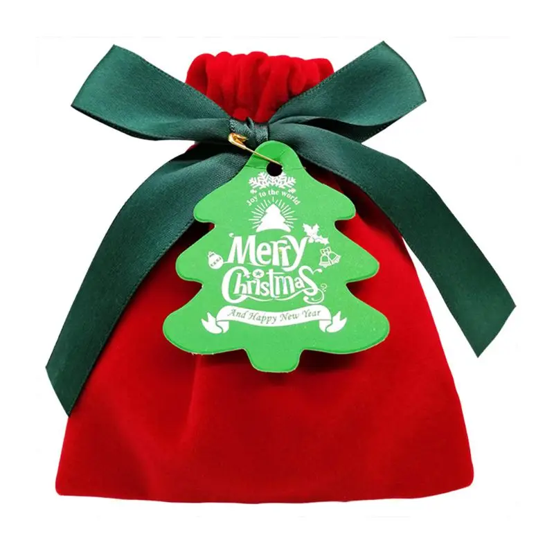Рождественские сумки Рождественский бархатный Подарочный пакет с зеленой