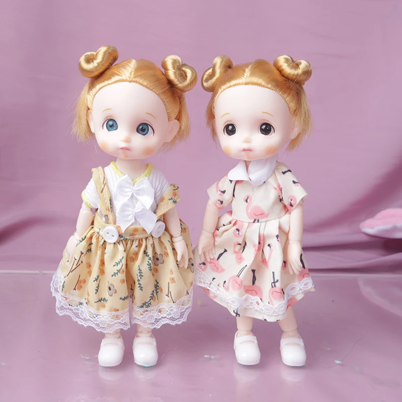 Blue Eyes 16cm BJD Doll 13 Moveable Joint Dolls Gray Little Girl Muilt-type Dress Make Up Toy Girls Gift |