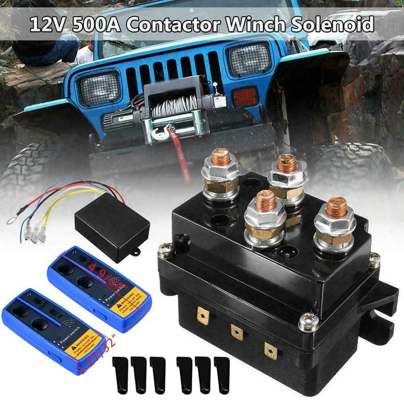 

Universal 12V 500A Winch Remote Contactor Winch Control Solenoid Relay Twin Wireless Remote Recovery Car Accessories