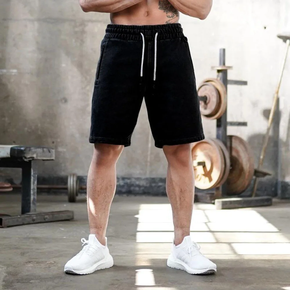 

2021 summer new muscle brothers fitness shorts casual loose Capris men's training pants cotton