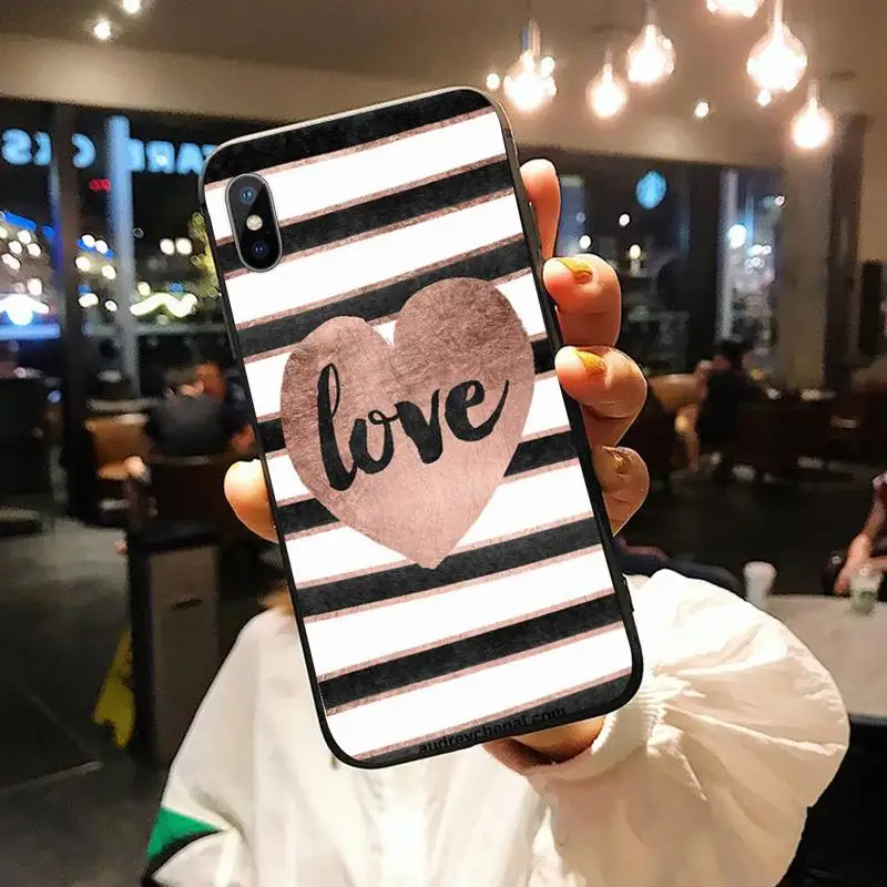 

Gold Rose Love heart bling fashion Phone Case for iPhone 11 12 pro XS MAX 8 7 6 6S Plus X 5S SE 2020 XR Anti-fall cover