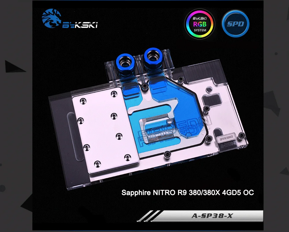 Bykski A-SP38-X, полное покрытие видеокарты блок водяного охлаждения RGB/RBW для Sapphire NITRO R9 380/380X 4GD5 OC