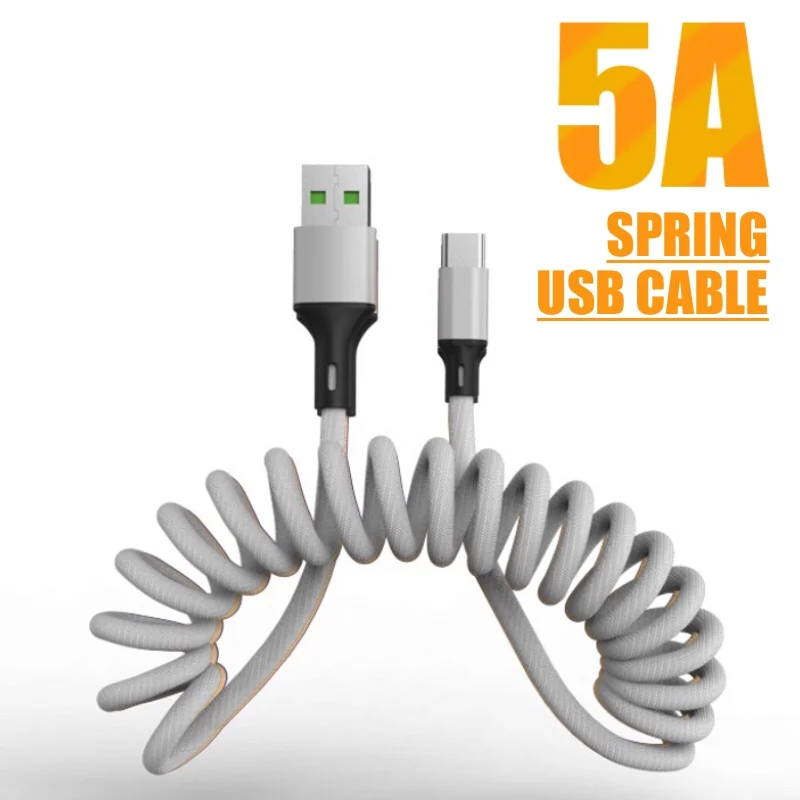 1 5 м микро usb зарядный провод 5A пружинный USB кабель type C быстрое зарядное