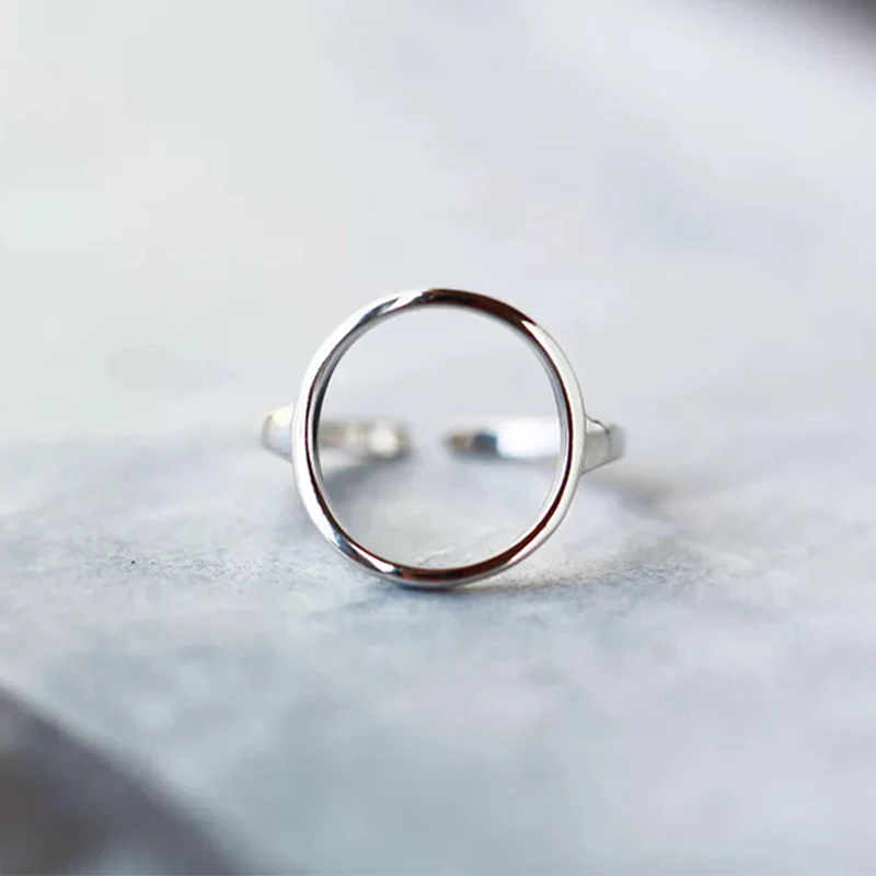

Bohemian Vintage Minimalist Silver Color Circle Rings for Women Ladies Female Engagement Ring Adjustable Boho Fine Jewelry Gifts