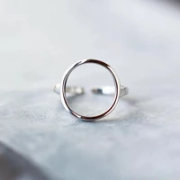 bohemian vintage minimalist silver color circle rings for women ladies female engagement ring adjustable boho fine jewelry gifts