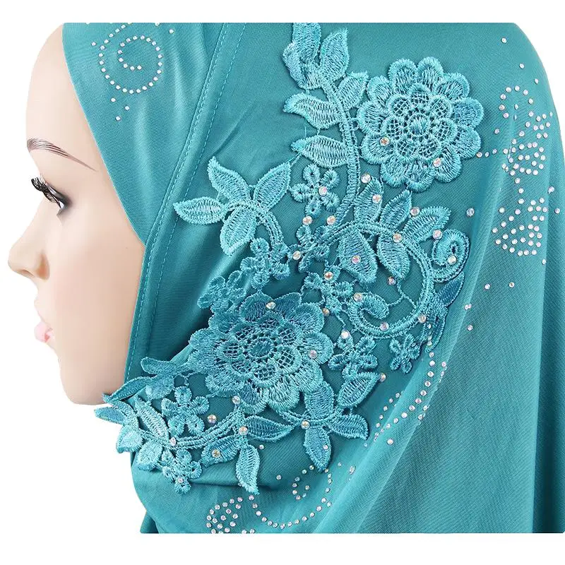 One Piece Muslim Hijab Islamic Women Under Scarf Caps Bone Bonnet Full Cover Appliques Rhinestone Turban Headscarf Ramadan New |