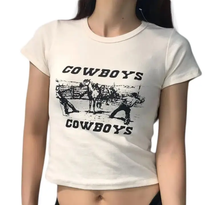 

Summer Y2K T-Shirts Crop Top O Neck Short Sleeve T Shirt Women Vintage Harajuku Fairycore Chic E-girl Korean Tee Streetwear