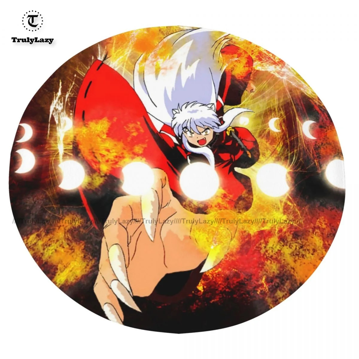 

Inuyasha Blanket Fleece Outdoor Round Blanket Soft Fashion Big Bedspread
