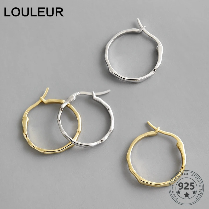 Louleur Настоящее серебро 925 пробы серьги-кольца минималистичные необычные