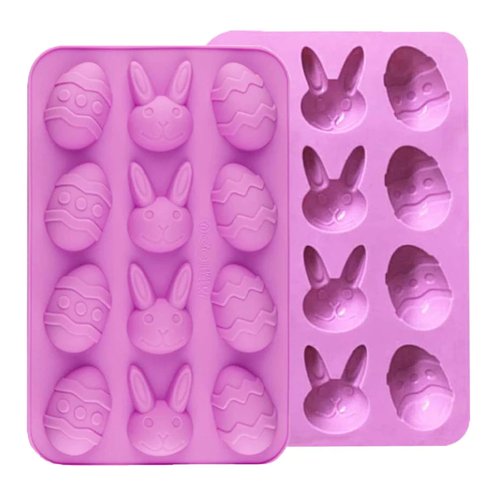 

1pcs 3D Silicone Mold Easter Bunny Eggs Chocolate Cake Soap Mold Baking Ice Tray Mould Baking Round Shape Pudding Ice Mould