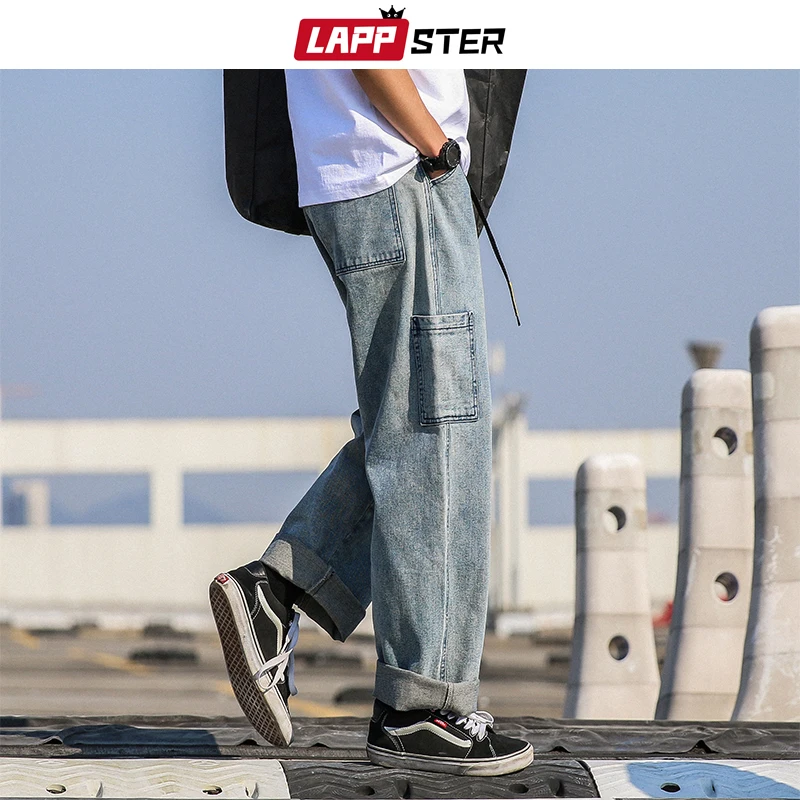 Брюки-султанки LAPPSTER мужские джинсовые прямые в стиле хип-хоп | Мужская одежда