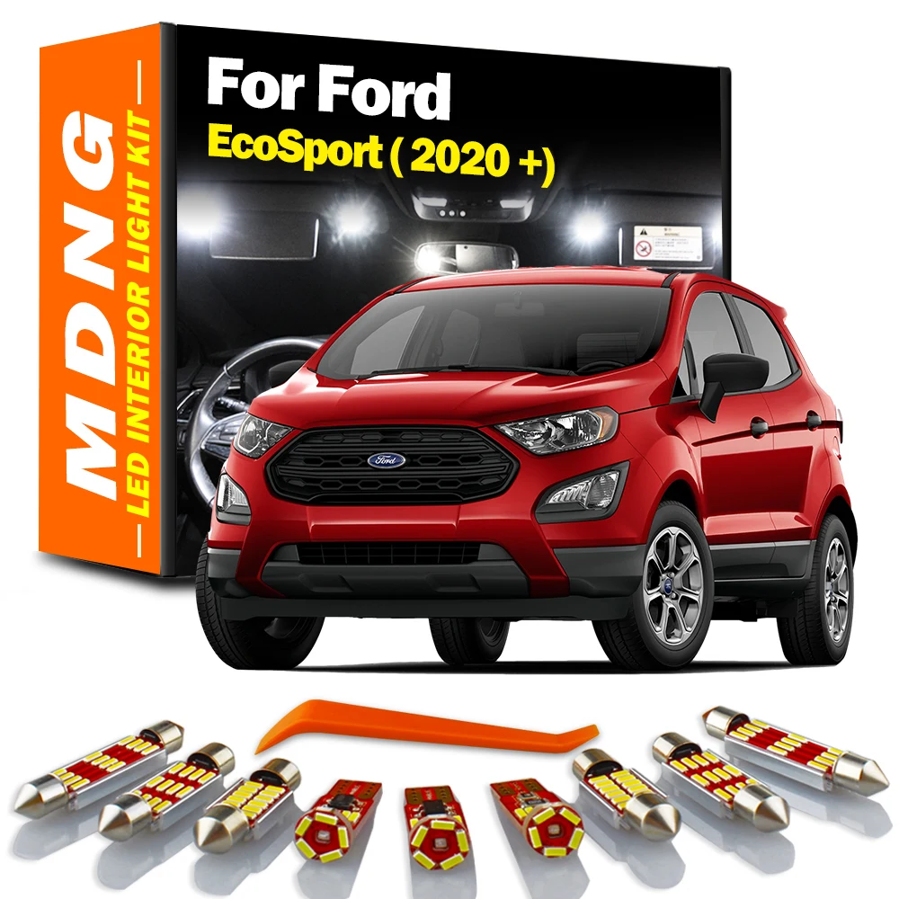 

MDNG 10pcs Canbus LED Interior Light Kit For Ford EcoSport ( 2020 +) Vehicle Dome Map Vanity Mirror Trunk Lamp Car Accessories