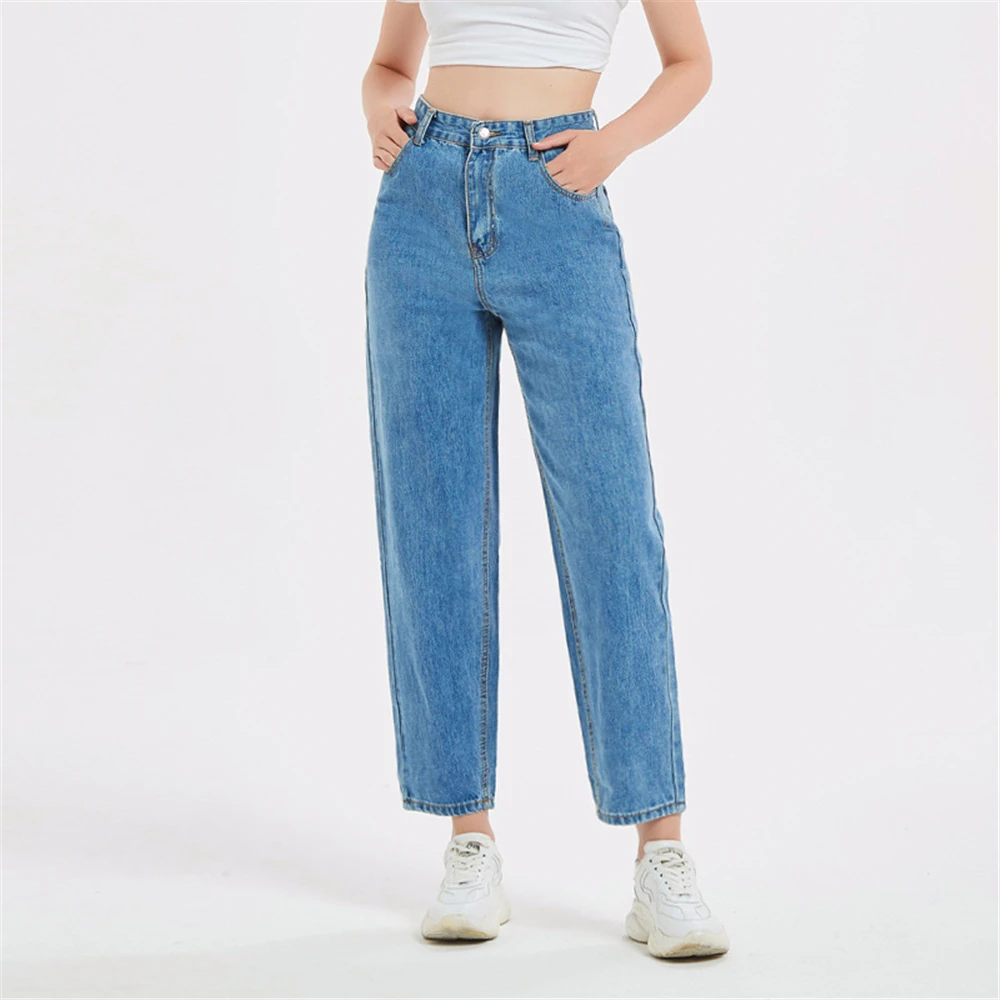 

Blue Women's Jeans Baggy Mom Jeans High Waist Pants Demin Trousers Fashion Loose Casual Streetwear Vintage Boyfriend Jeans 2021