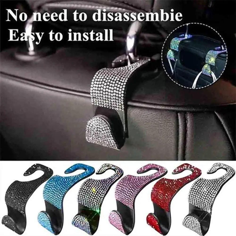 

Car Rear Seat Hook Rhinestone Hook Hanging Bag Headrest Back Seat Hook C2W5