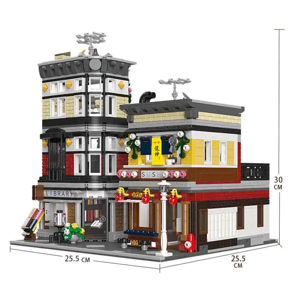 

JIESTAR 89127 Moc Ideas Expert Street View Sushi Corner Modular House Model 2662pcs Building Blocks Bricks Toys For Kids Gifts