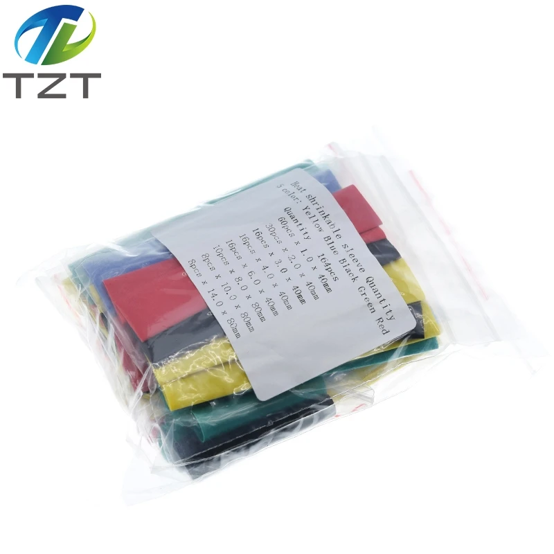 Набор полиолефиновых термоусадочных трубок в ассортименте 164 шт. изолированные