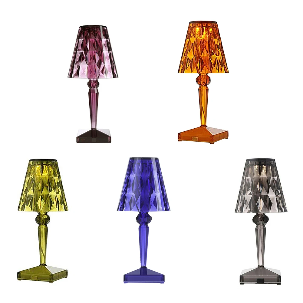 

Алмазная Настольная лампа с USB, акриловая декоративная лампа для бара, спальни, прикроватного столика, кофейного цвета, светодиодные настол...