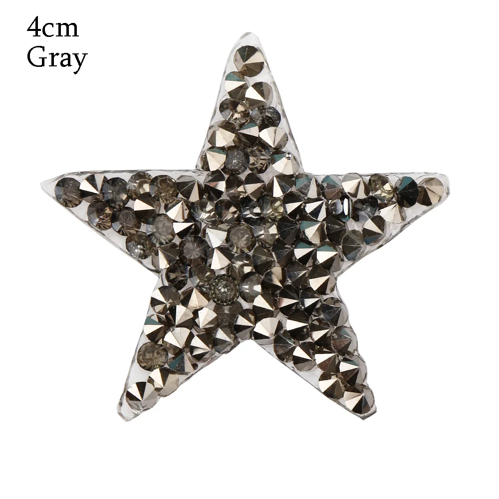 Grey 4cm Стразы со стразами, Звездные нашивки, поделки, мотив, железные нашивки, аппликация для теплопередачи, одежда, сумка для обуви, много размеров - Цвет: Grey 4cm