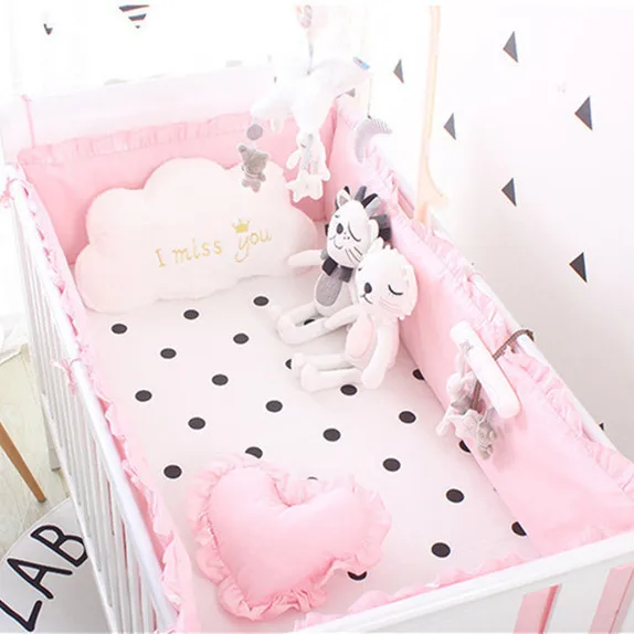 

5pcs Crib Bumper Baby Bedding bumpers Kid Newborns Boys Girls Crib Protector crib bedding sets bed bumpers , 4bumper+sheet