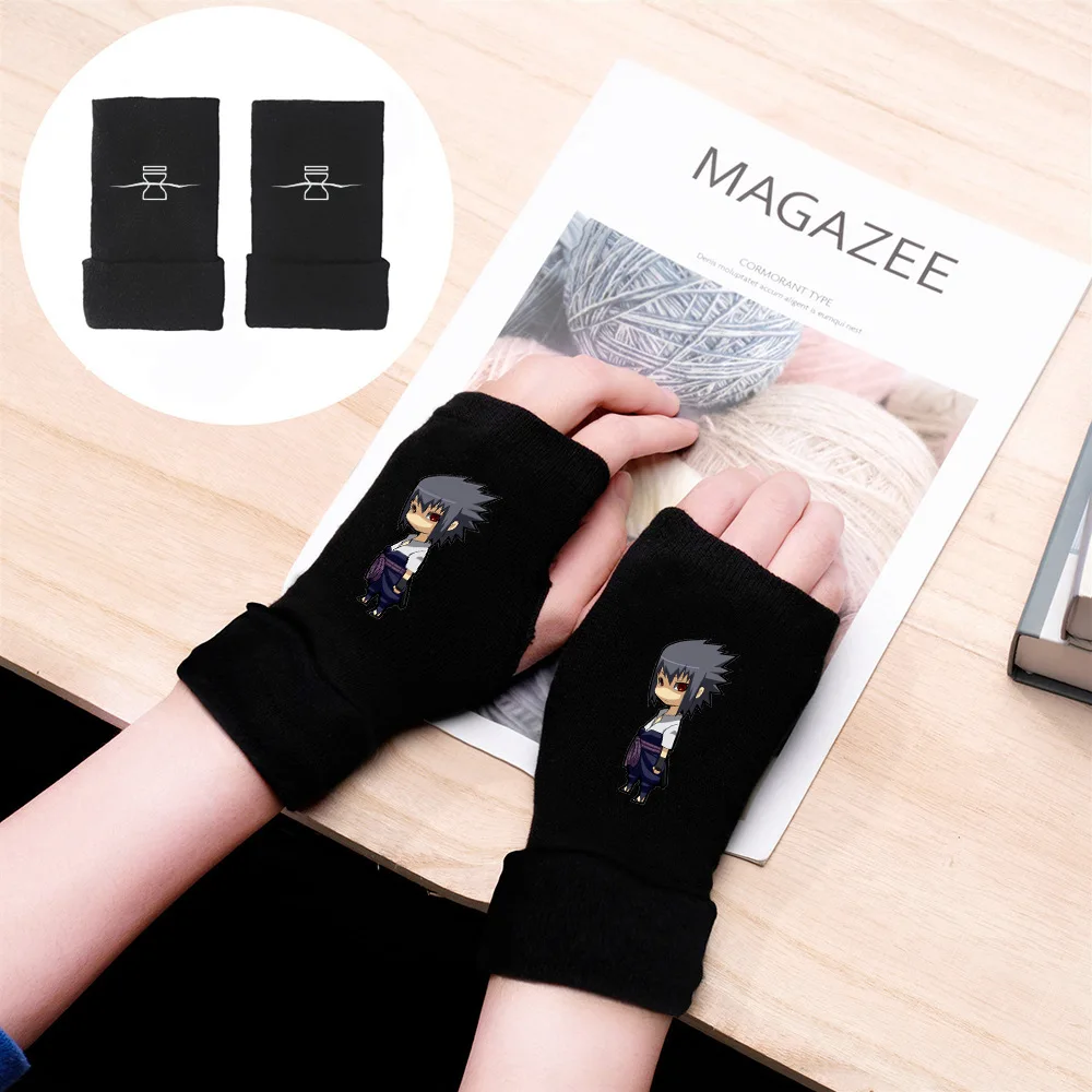 Горячая аниме ниндзя половина пальца перчатка Косплей Шаринган Akatsuki символ