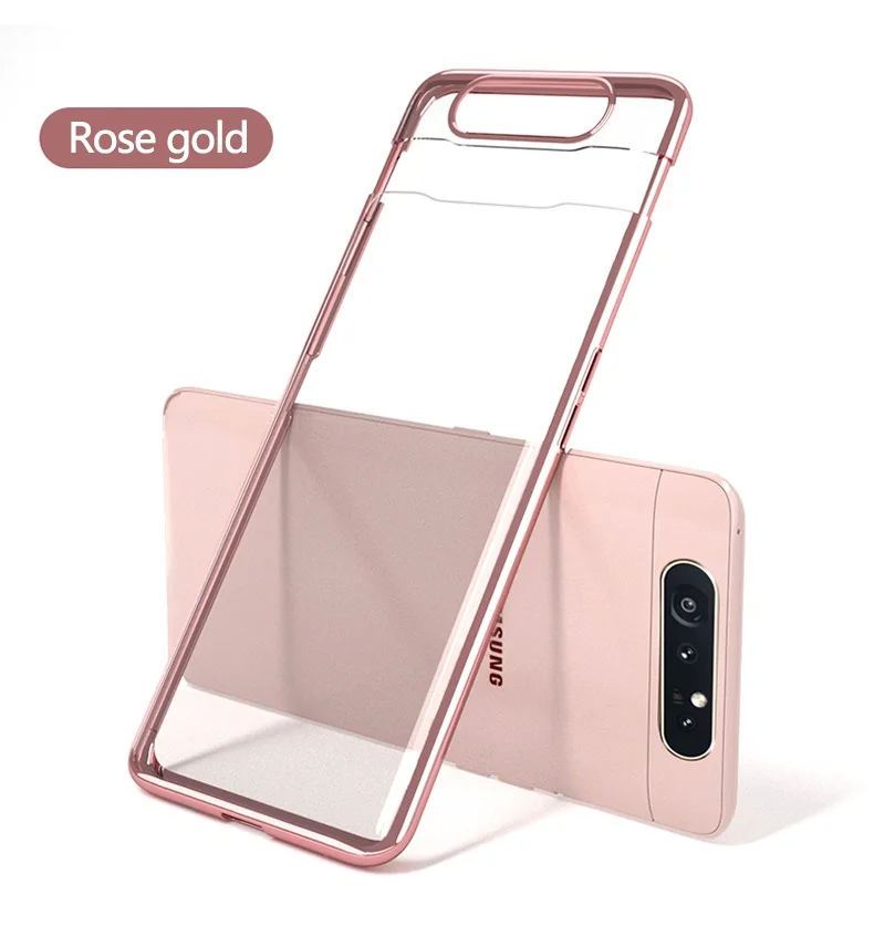 rose gold Роскошный чехол GKK для samsung galaxy A80, ударопрочный Прозрачный чехол с покрытием для samsung A80, чехол Fundas - Цвет: rose gold