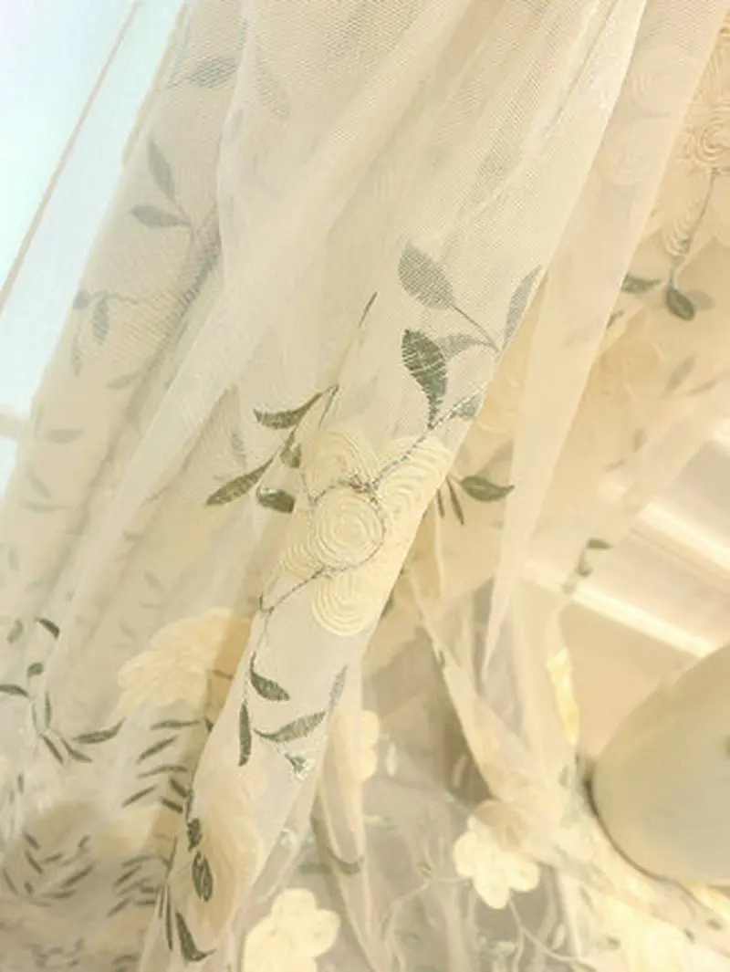 Европейские зеленые цветочные тканевые шторы современные минималистичные