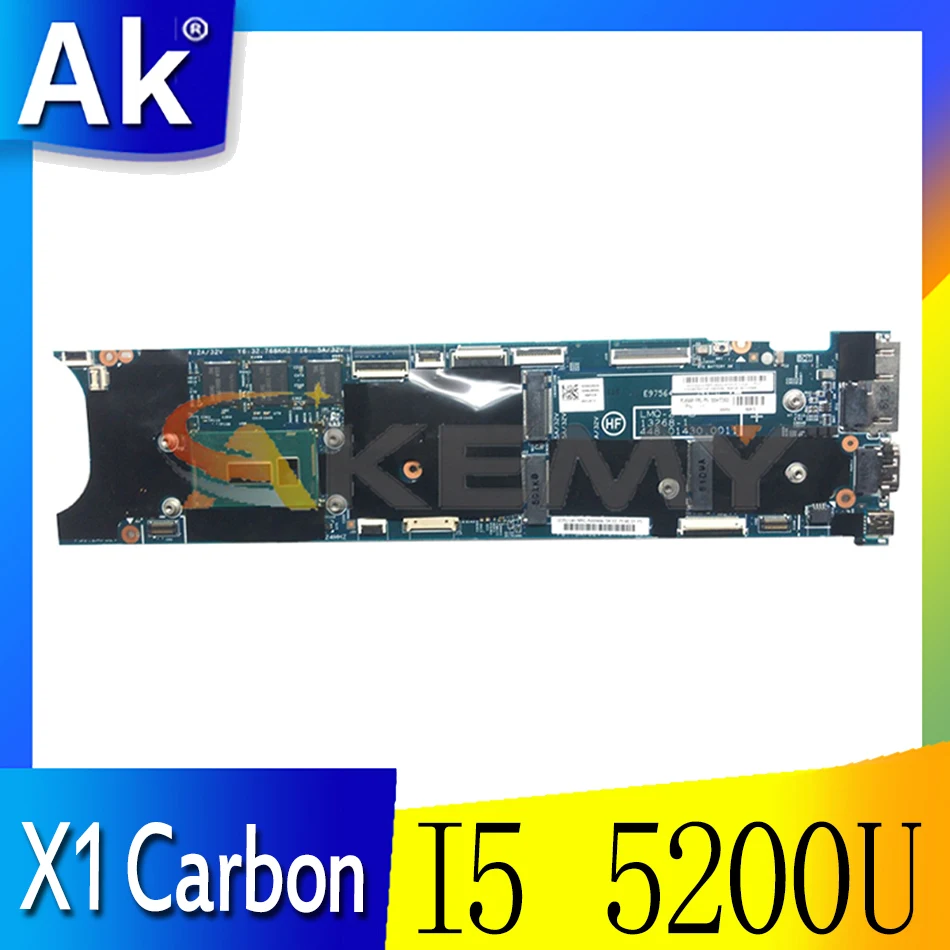 

Akemy 13268-1 448.01430.0011 For Lenovo Thinkpad X1 Carbon Laptop Motherboard CPU I5 5200U 8GB Test Work FRU 00HT353 00HT341