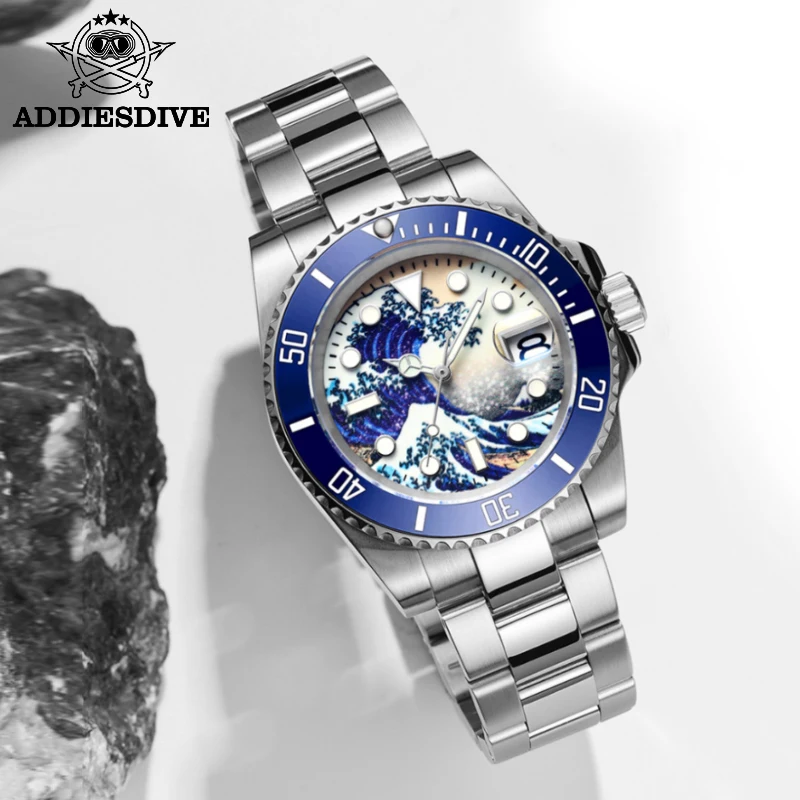 Addies погружения автоматические часы Япония Surf набора BGW9 Супер Светящиеся Часы 316L